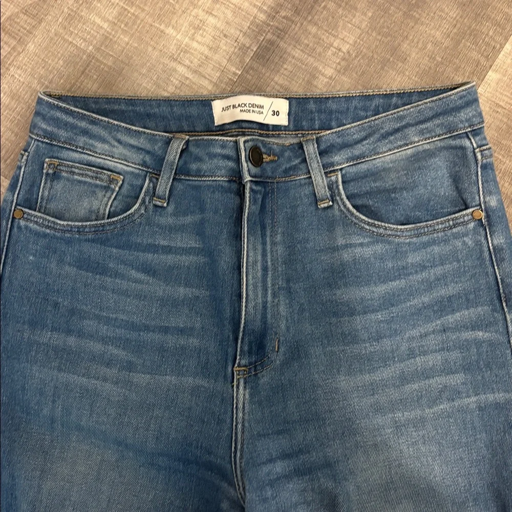 just black denim ripped straight jeans